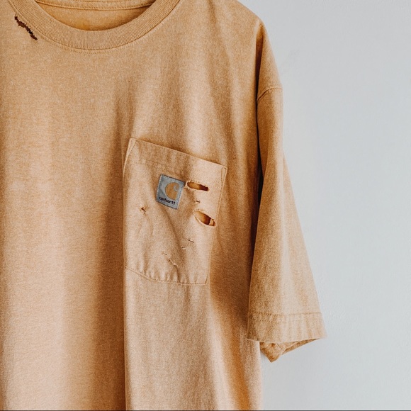 [SOLD]  Carhartt Distressed Yellow Pocket Tee - Picture 5 of 6